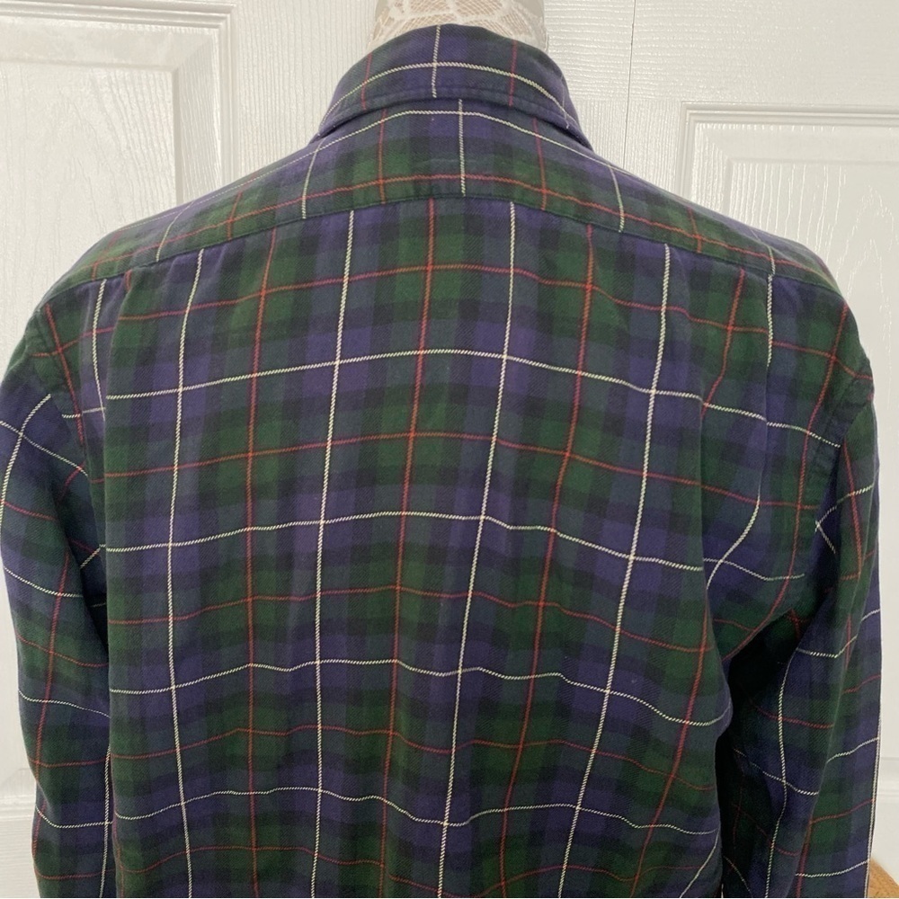 Brooks Brothers flannel button down shirt plaid green purple red size Small - Picture 5 of 12